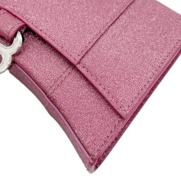 BALENCIAGA Hourglass Leather Wallet On Chain Shoulder Bag Pink