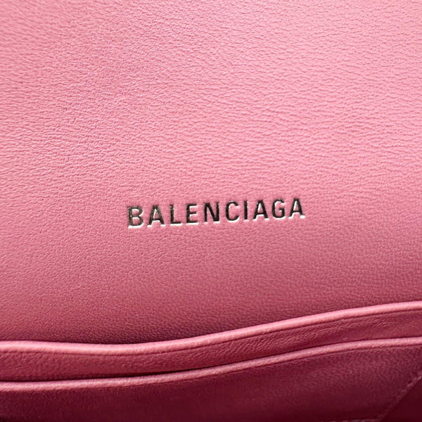 BALENCIAGA Hourglass Leather Wallet On Chain Shoulder Bag Pink