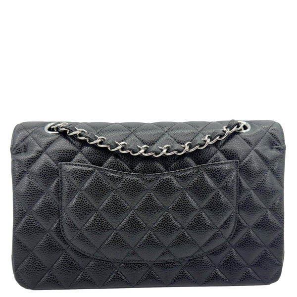 CHANEL Classic Double Flap Medium Quilted Caviar Leather Shoulder Bag Black