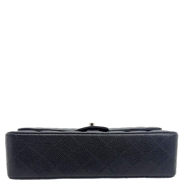 CHANEL Classic Double Flap Medium Quilted Caviar Leather Shoulder Bag Black