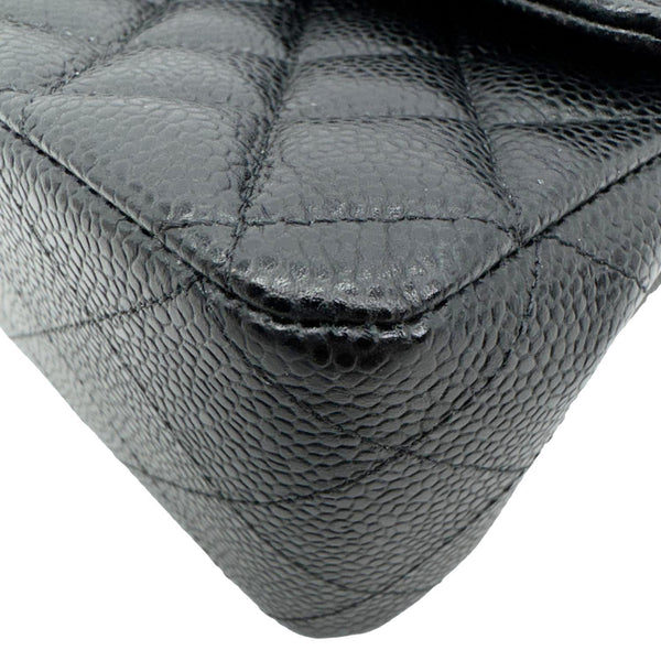 CHANEL Classic Double Flap Medium Quilted Caviar Leather Shoulder Bag Black
