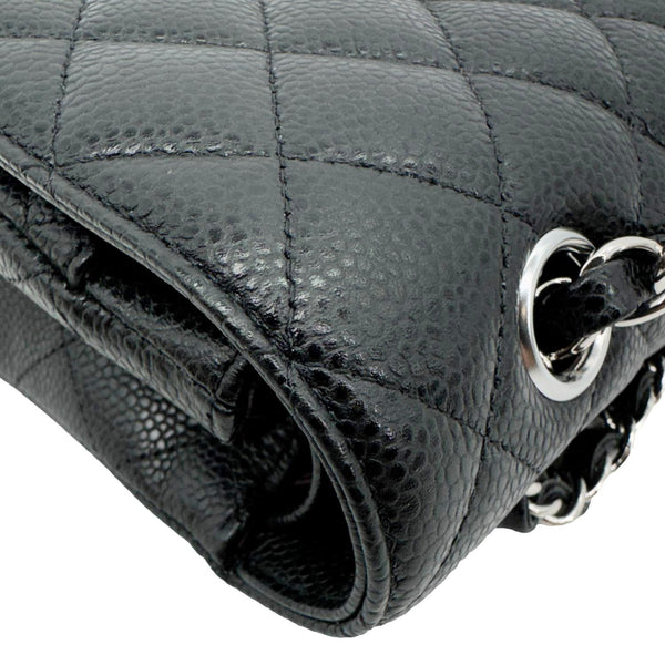 CHANEL Classic Double Flap Medium Quilted Caviar Leather Shoulder Bag Black