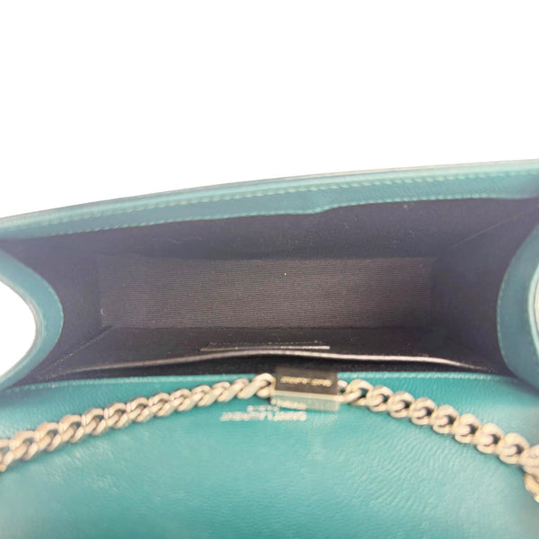 YVES SAINT LAURENT Kate Leather Wallet On Chain Crossbody Bag Emerald