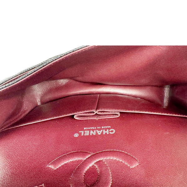 CHANEL Classic Double Flap Medium Quilted Caviar Leather Shoulder Bag Black