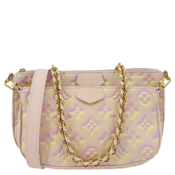 LOUIS VUITTON Pochette Summer Stardust Monogram Empreinte Leather Shoulder Bag Pink