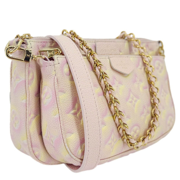 LOUIS VUITTON Pochette Summer Stardust Monogram Empreinte Leather Shoulder Bag Pink