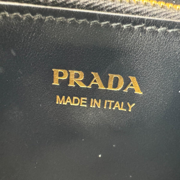 PRADA Monochrome Small Calfskin Saffiano Leather Top Handle Tote Black