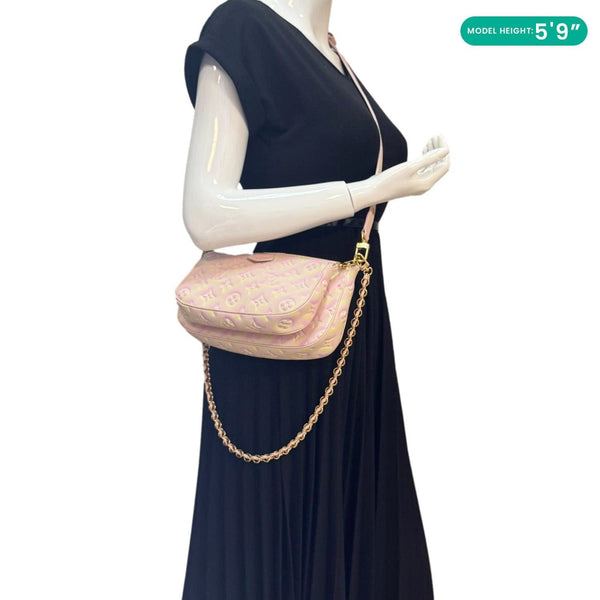 LOUIS VUITTON Pochette Summer Stardust Monogram Empreinte Leather Shoulder Bag Pink