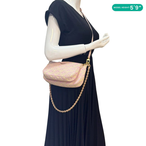 LOUIS VUITTON Pochette Summer Stardust Monogram Empreinte Leather Shoulder Bag Pink