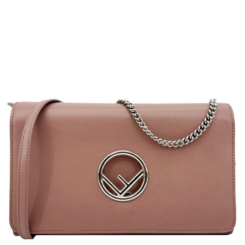 FENDI Vitello Cruise F Leather Wallet on Chain English Rose