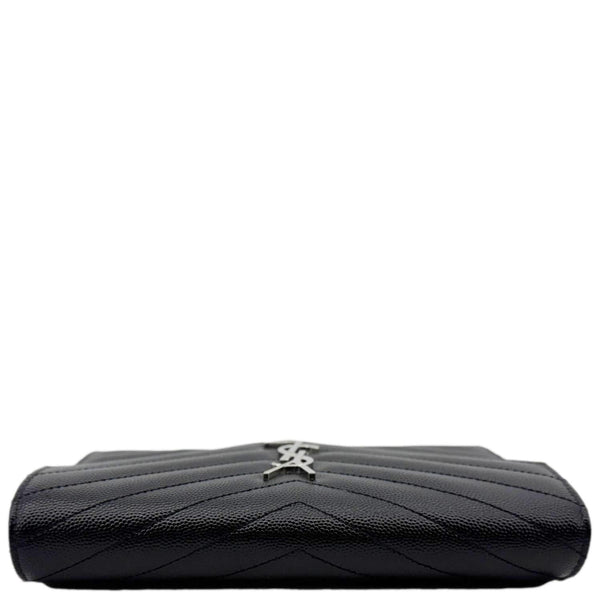 YVES SAINT LAURENT Cassandre Leather Wallet On Chain Crossbody Bag Black