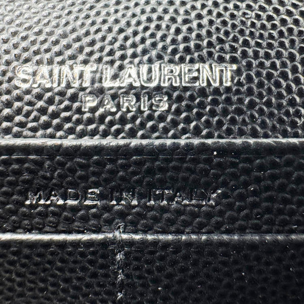 YVES SAINT LAURENT Cassandre Leather Wallet On Chain Crossbody Bag Black