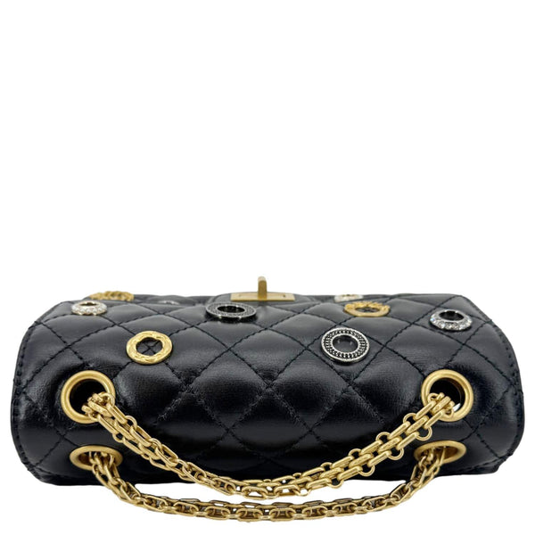 CHANEL Reissue 2.55 Crystal Charms 225 Flap Quilted Leather Crossbody Bag Black