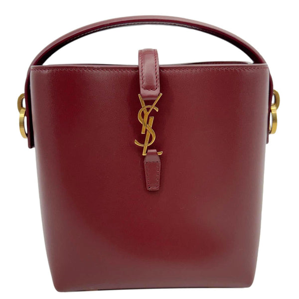 YVES SAINT LAURENT Le 37 Mini Shiny Leather Bucket Bag Burgundy