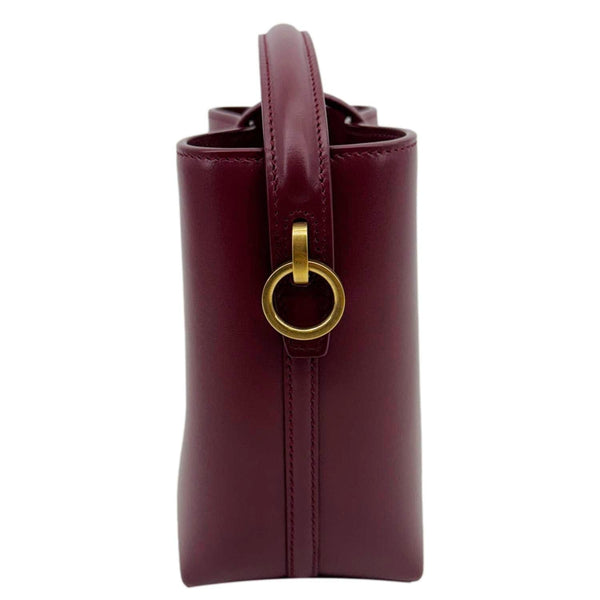 YVES SAINT LAURENT Le 37 Mini Shiny Leather Bucket Bag Burgundy