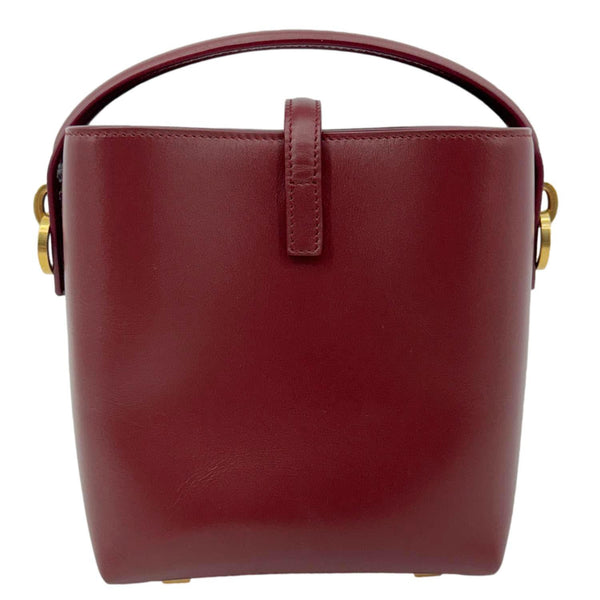 YVES SAINT LAURENT Le 37 Mini Shiny Leather Bucket Bag Burgundy