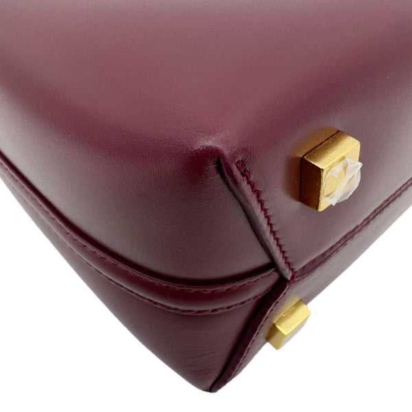 YVES SAINT LAURENT Le 37 Mini Shiny Leather Bucket Bag Burgundy