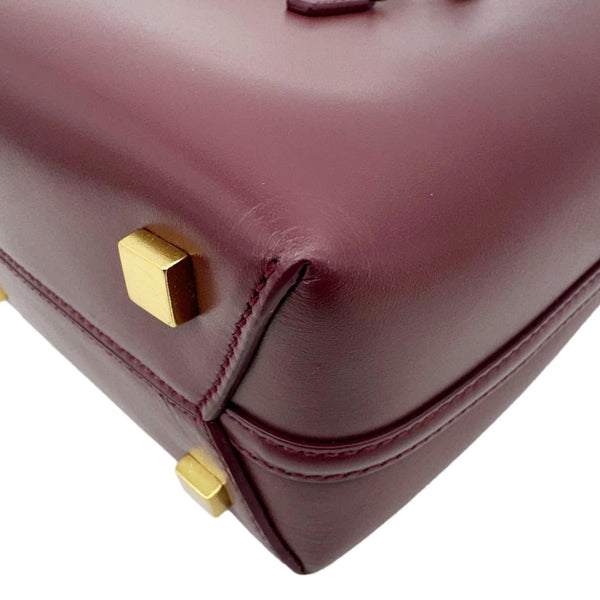 YVES SAINT LAURENT Le 37 Mini Shiny Leather Bucket Bag Burgundy