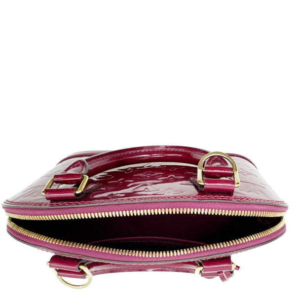 LOUIS VUITTON Alma BB Monogram Vernis Satchel Bag Red