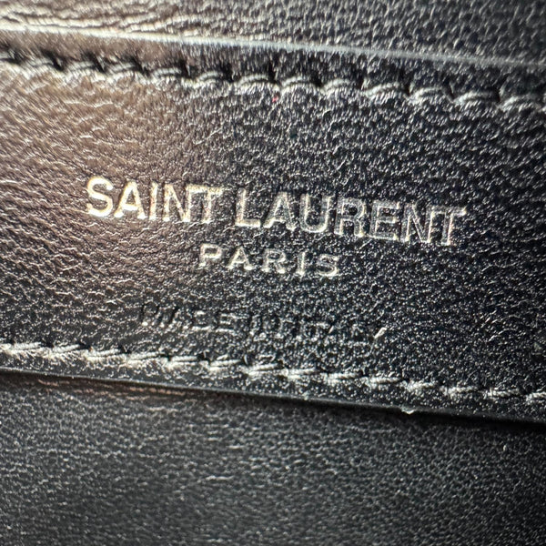 YVES SAINT LAURENT West Hollywood Medium Croc Embossed Crossbody Bag Black