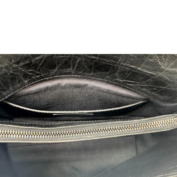 YVES SAINT LAURENT West Hollywood Medium Croc Embossed Crossbody Bag Black