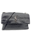 YVES SAINT LAURENT West Hollywood Medium Croc Embossed Crossbody Bag Black