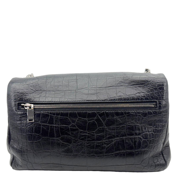 YVES SAINT LAURENT West Hollywood Medium Croc Embossed Crossbody Bag Black