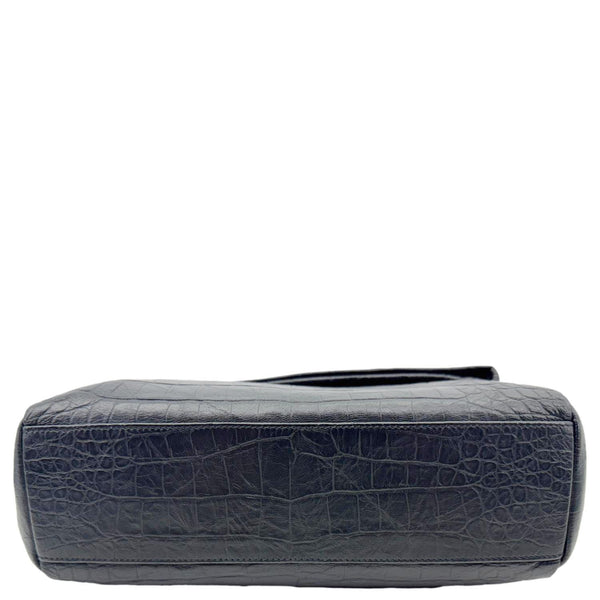 YVES SAINT LAURENT West Hollywood Medium Croc Embossed Crossbody Bag Black