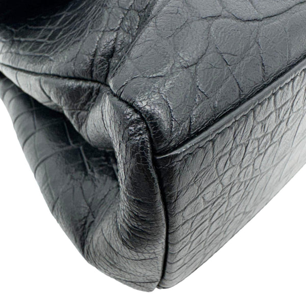 YVES SAINT LAURENT West Hollywood Medium Croc Embossed Crossbody Bag Black