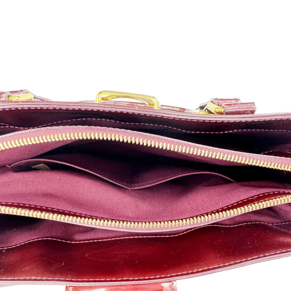 LOUIS VUITTON Melrose Avenue Monogram Vernis Leather Satchel Bag Rouge Fauviste