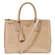 PRADA Galleria Double Zip Saffiano Leather Top Handle Tote Bag Beige