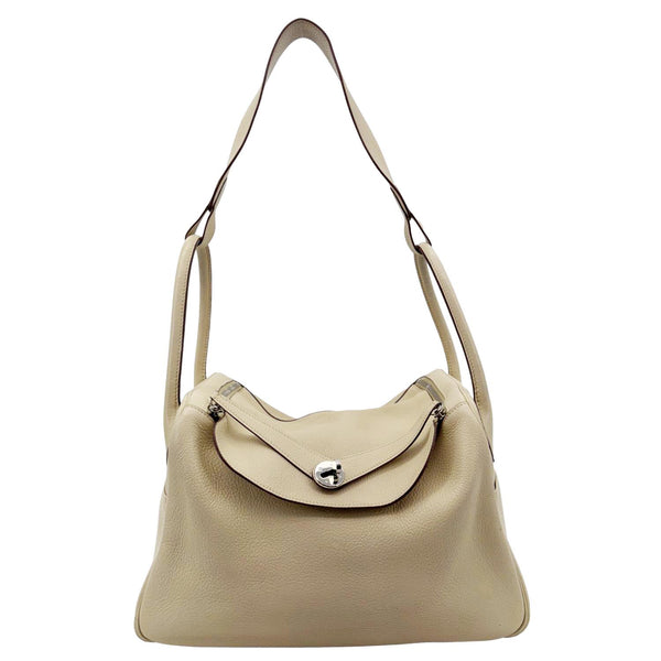 HERMES Lindy 34 Taurillon Clemence Leather Shoulder Bag Beige