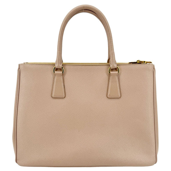 PRADA Galleria Double Zip Saffiano Leather Top Handle Tote Bag Beige