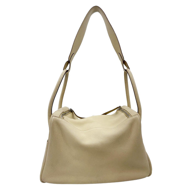 HERMES Lindy 34 Taurillon Clemence Leather Shoulder Bag Beige
