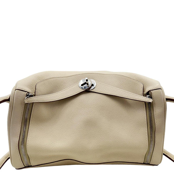 HERMES Lindy 34 Taurillon Clemence Leather Shoulder Bag Beige
