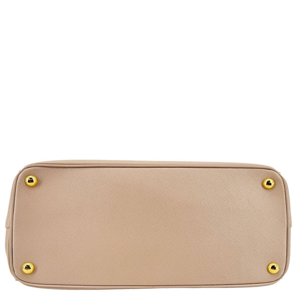 PRADA Galleria Double Zip Saffiano Leather Top Handle Tote Bag Beige