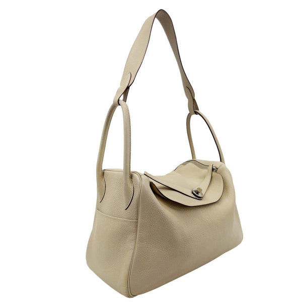HERMES Lindy 34 Taurillon Clemence Leather Shoulder Bag Beige
