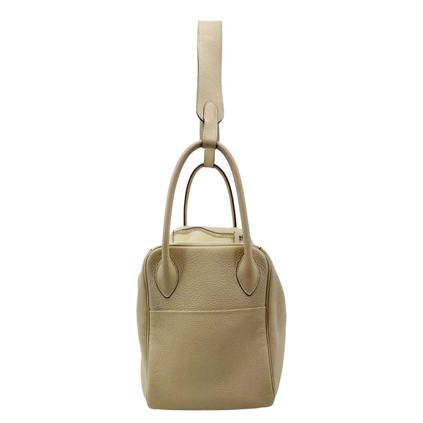 HERMES Lindy 34 Taurillon Clemence Leather Shoulder Bag Beige