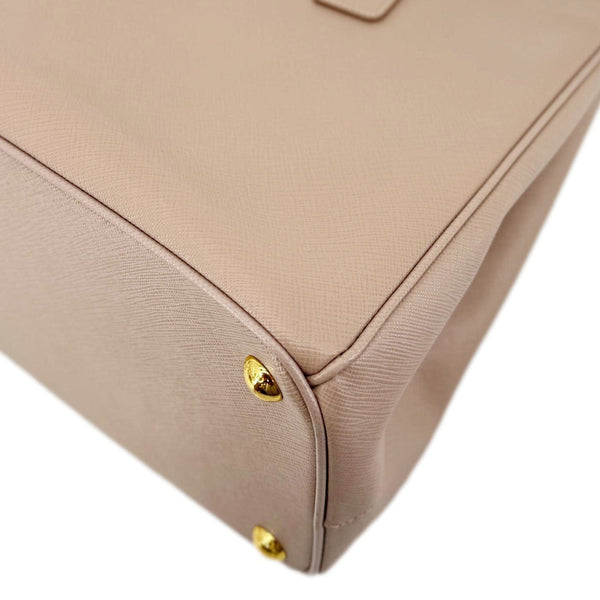 PRADA Galleria Double Zip Saffiano Leather Top Handle Tote Bag Beige
