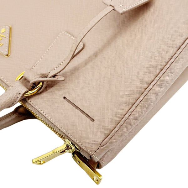 PRADA Galleria Double Zip Saffiano Leather Top Handle Tote Bag Beige