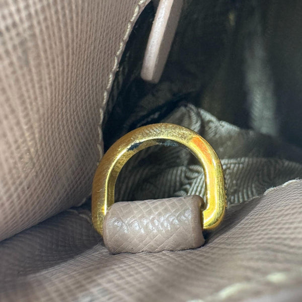 PRADA Galleria Double Zip Saffiano Leather Top Handle Tote Bag Beige