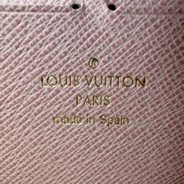 LOUIS VUITTON Studded Clemence Damier Azur Wallet Rose Ballerine