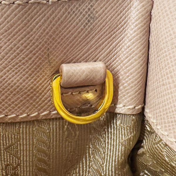 PRADA Galleria Double Zip Saffiano Leather Top Handle Tote Bag Beige