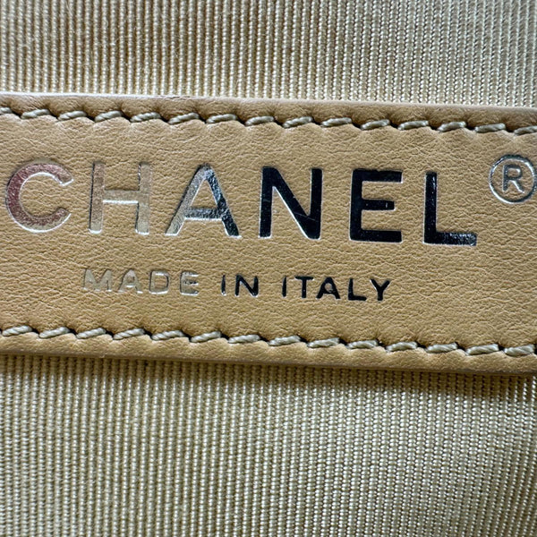 CHANEL Boy Flap Medium Chevron Calfskin Leather Chain Shoulder Bag Beige