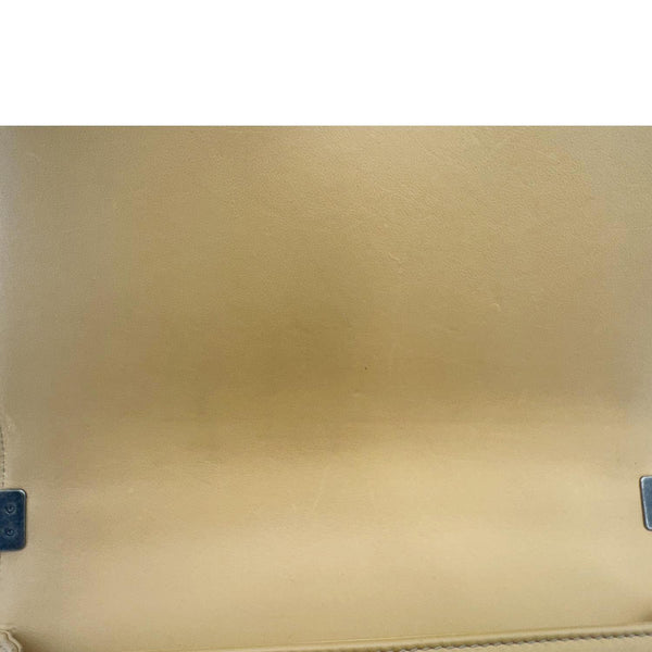 CHANEL Boy Flap Medium Chevron Calfskin Leather Chain Shoulder Bag Beige