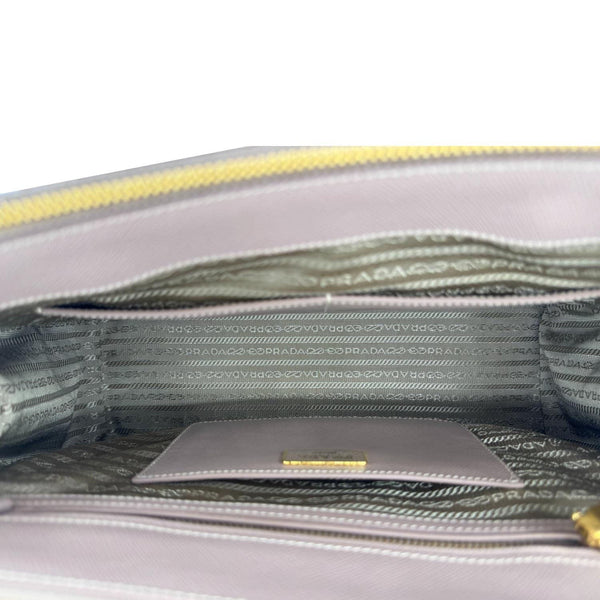 PRADA Galleria Double Zip Saffiano Leather Top Handle Tote Bag Beige