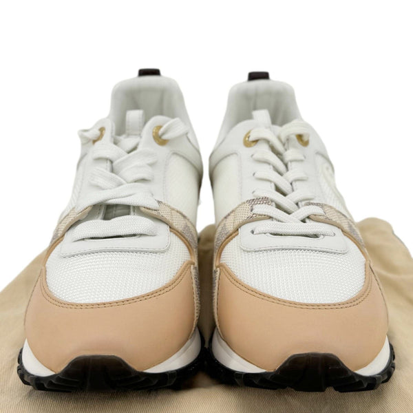LOUIS VUITTON Run Away Calfskin Damier Azur Sneakers White Size 36.5