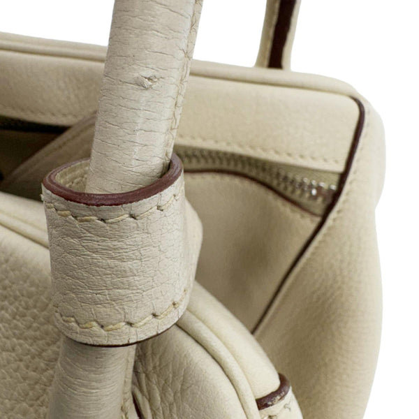 HERMES Lindy 34 Taurillon Clemence Leather Shoulder Bag Beige