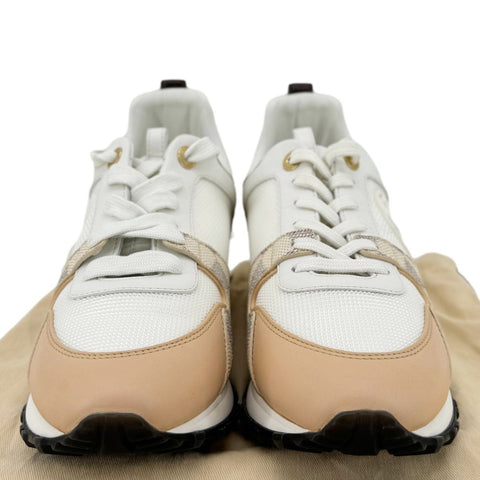 LOUIS VUITTON Run Away Calfskin Damier Azur Sneakers White Size 36.5