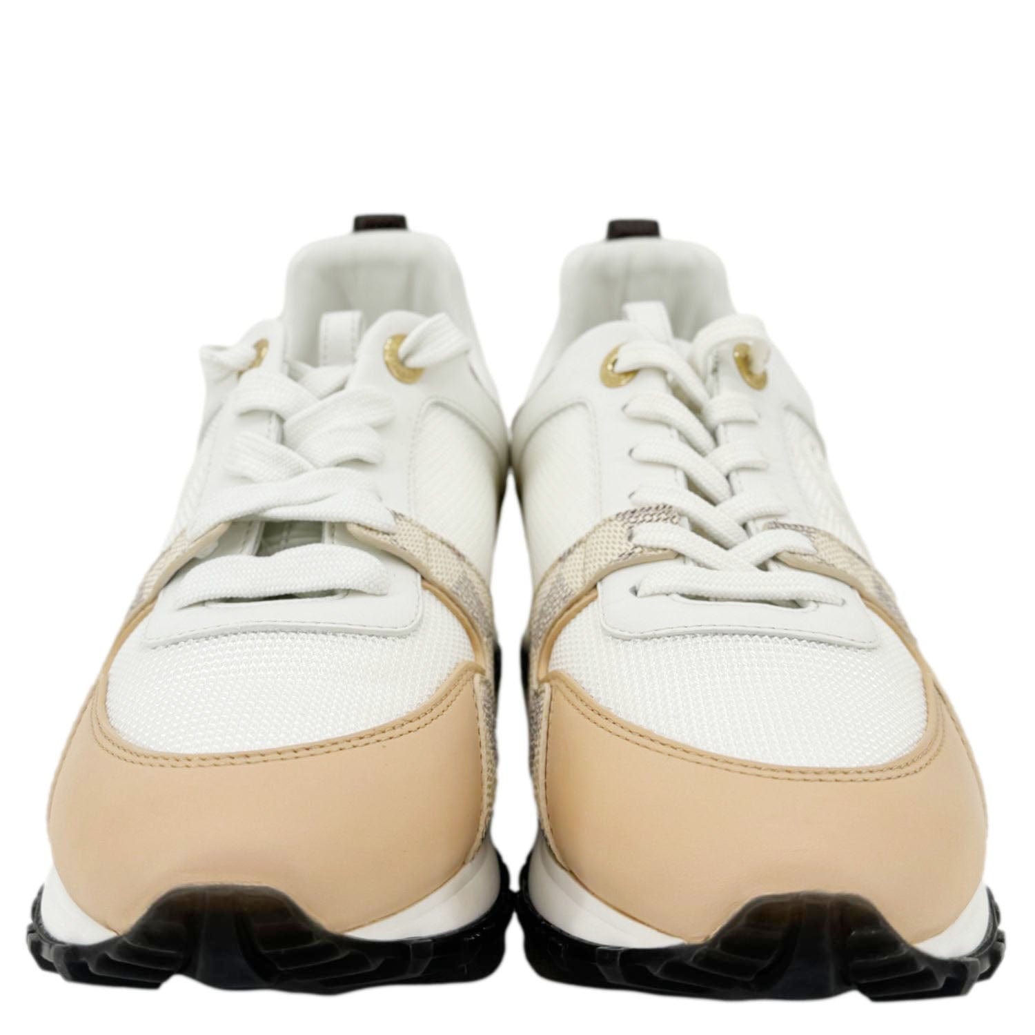 LOUIS VUITTON Run Away Calfskin Damier Azur Sneakers White Size 36.5